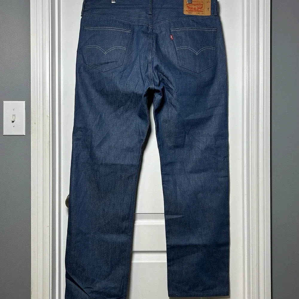 Levi's 501 Original Fit Dark Indigo Rinse Wash Straight Leg Button Fly Jeans